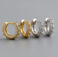8mm 925 Sterling Silver Micro Pave Spike Hoops Cute Gold Plated Huggie Earrings with CZ Pave for Weddings and Gifts