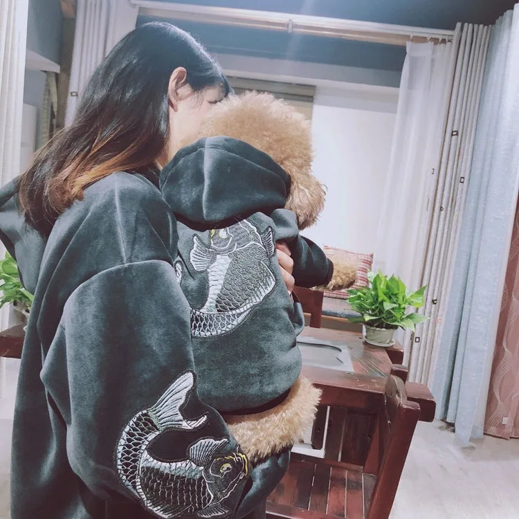 Fashion Puppy Pet Fleece Plain Large Dog Human Puppy Hoodie Custom Dog Hoody