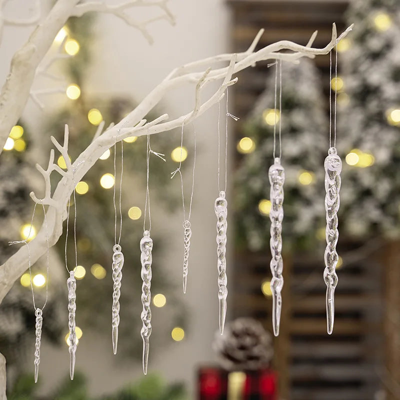 New Year Home Dressing Ornament Acrylic Snowflake Icicle Hanging Crystal Christmas Tree Decoration