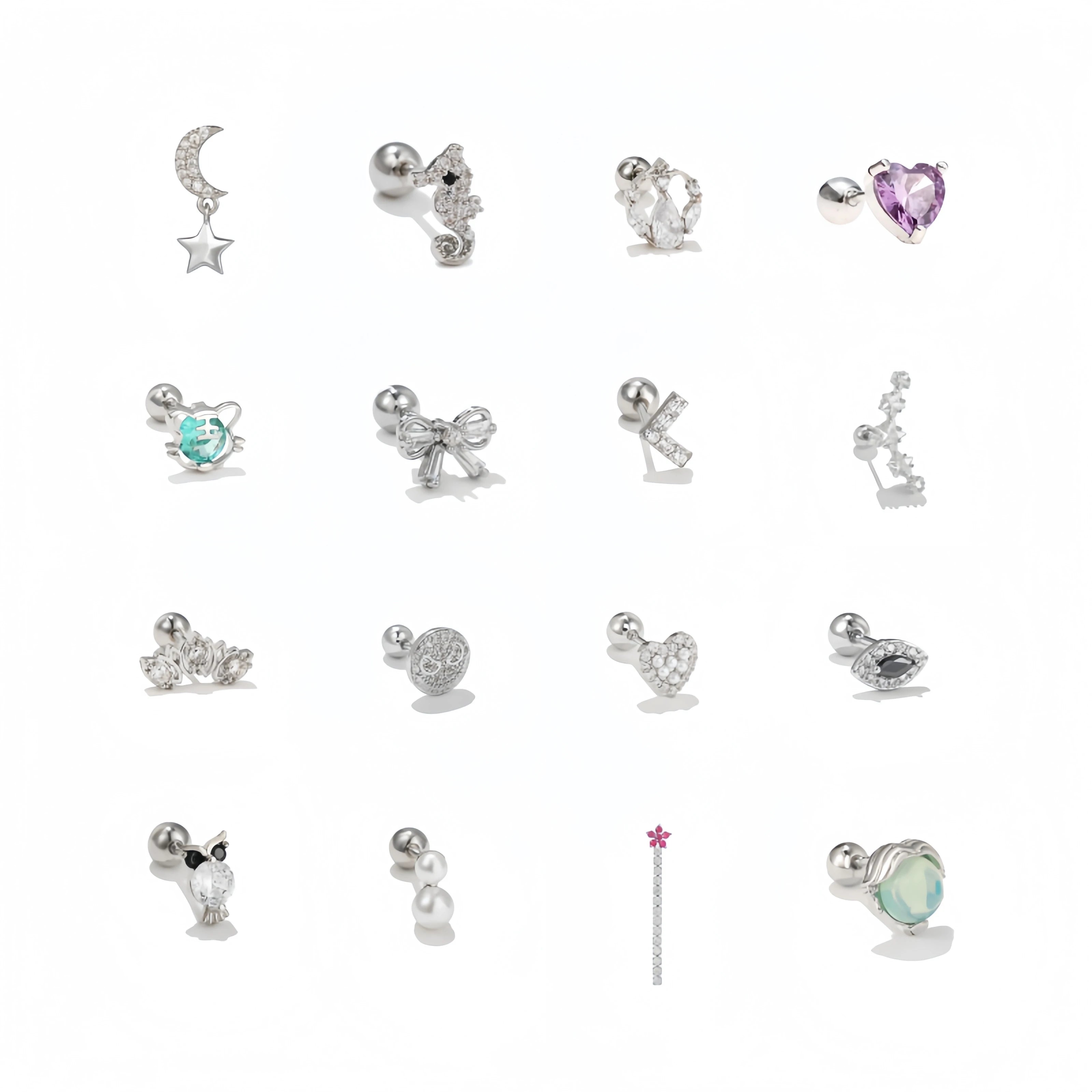 Korean Creative Ear Bone Stud 18K Gold Plated Screw Manufacturers Ear Piercing Jewelry Female Micro Inset Zircon Earring Studs