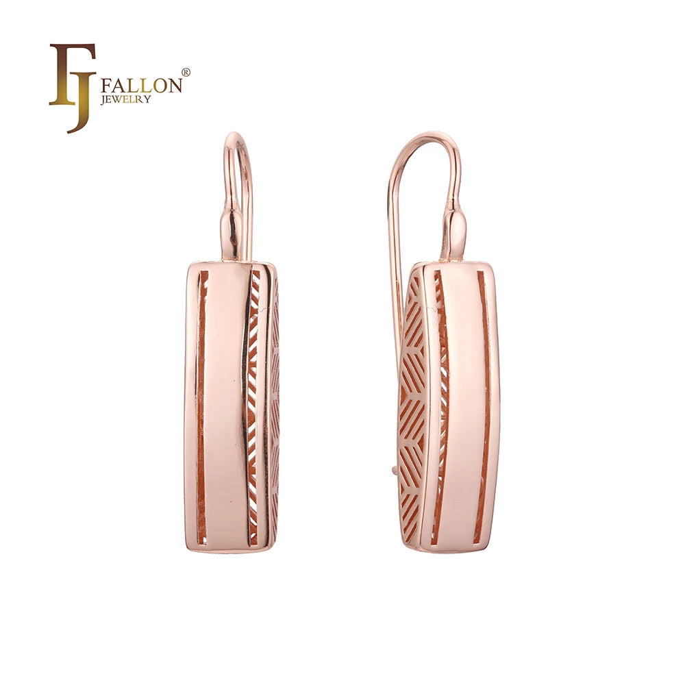 FJ Fallon Fashion Jewelry Wire Hook Earrings Plated in 585 Rose Gold Brass Based