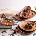 Irregular Wood Plates Easy Cleaning & Lightweight for Dishes Snack Dessert Oval Walnut  Wood Dinner Plates