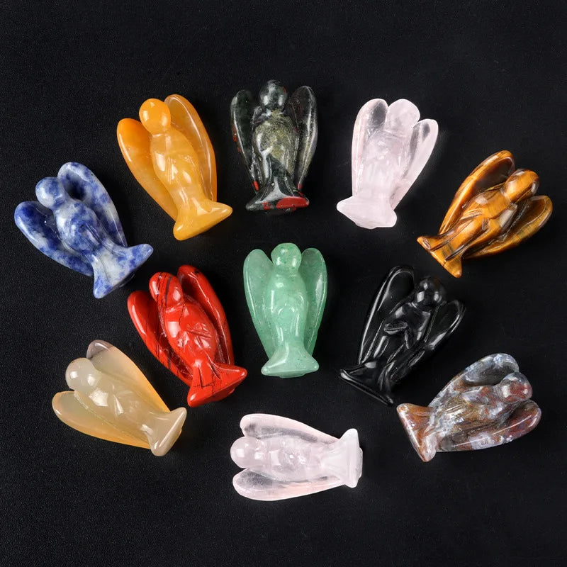 2 Inch Natural Crystal Rose Quartz Angel Carvings Polished Block Healing Gemstone Competitive Price on Other Crystal Crafts