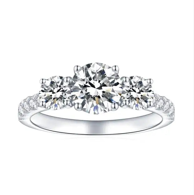 Woman's Wedding Band Ring18k Rhodium Diamond Ring 6.5mm Round Brilliant White Moissanite Eternity Band Ring