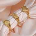 Tarnish Free Waterproof Gold Ring Chunky Stainless Steel Letter Ring