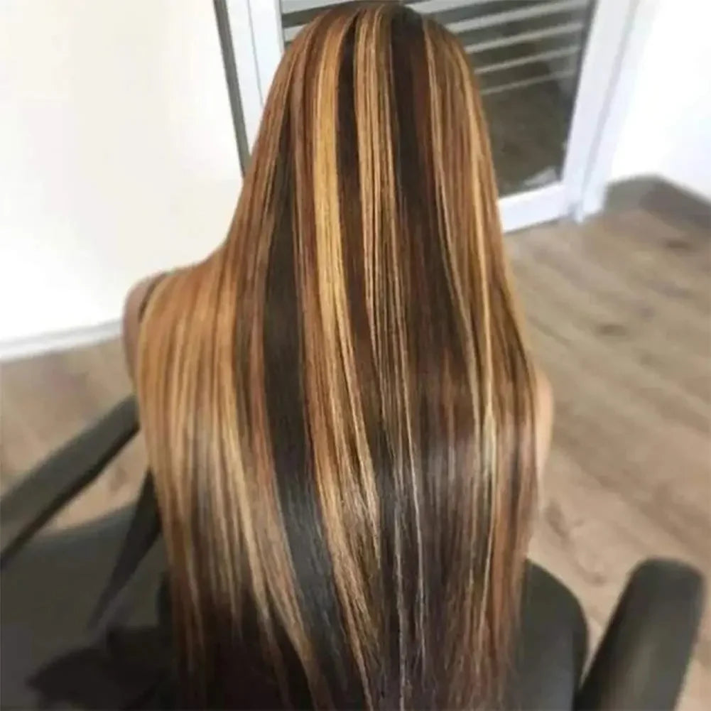 Inventory Cheap Virgin Brazilian Hair High Density Straight 13x4 Highlight Colored Wigs Human Hair Transparent Lace Front Wig