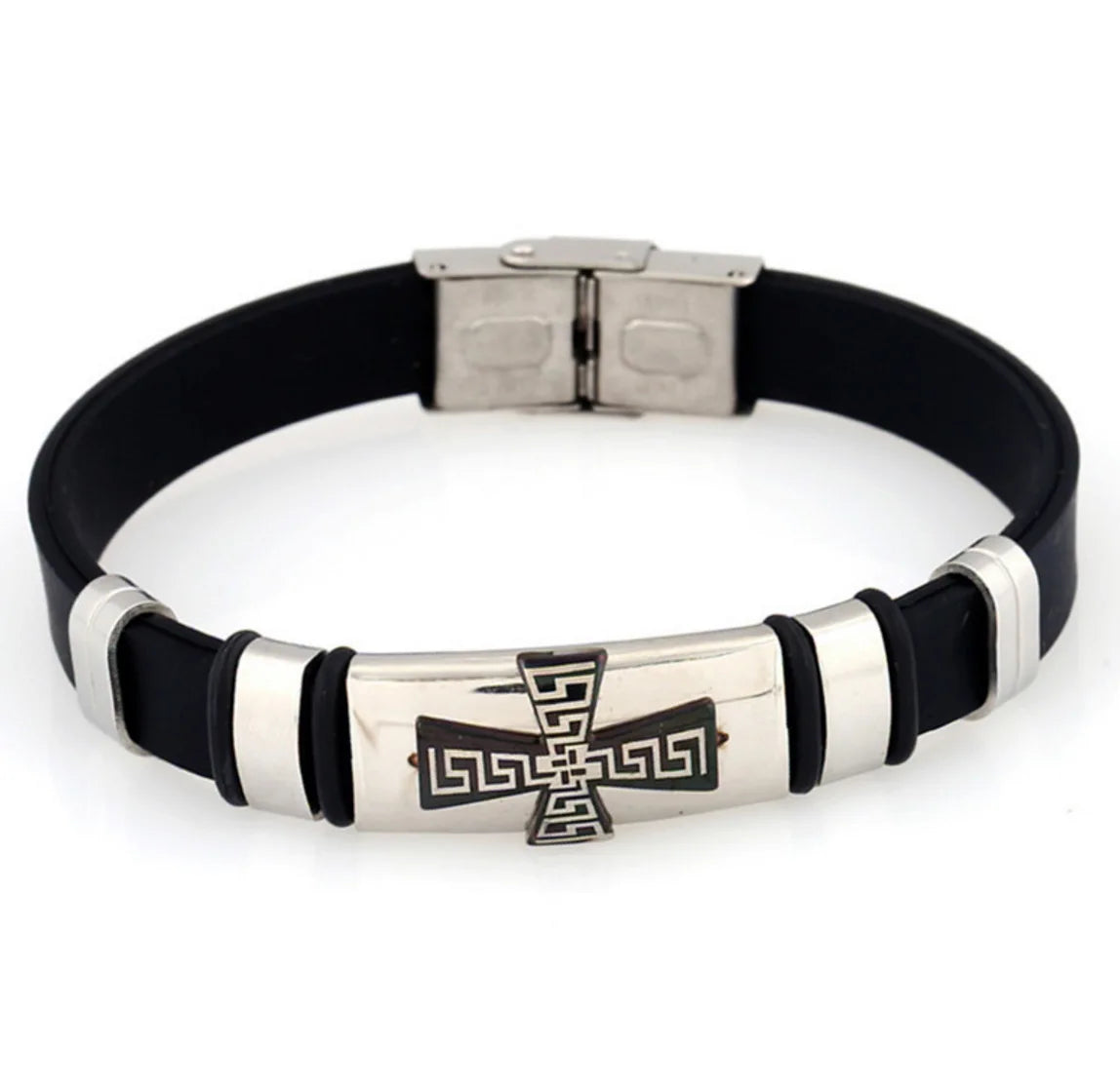 Ebay Hot Sale Russia Orthodox Stainless Steel Wholesale Bracelet Silicon Cross Bangle Jewelry for Men