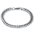 8mm Width 22cm Length Fashion Silver Tone Men Stainless Steel Chain Bracelet for Men
