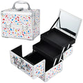 Portable Traveling Makeup Case with Mirror Cosmetologist Aesthetic Supplies Nail Tech Cosmetic Case Large Capacity with 2 Trays
