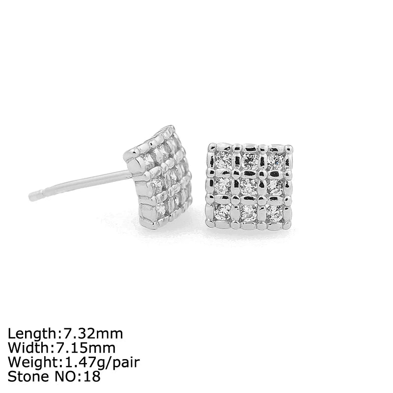 Minimalist Small 925 Sterling Silver Square Shaped Stud Square Earrings