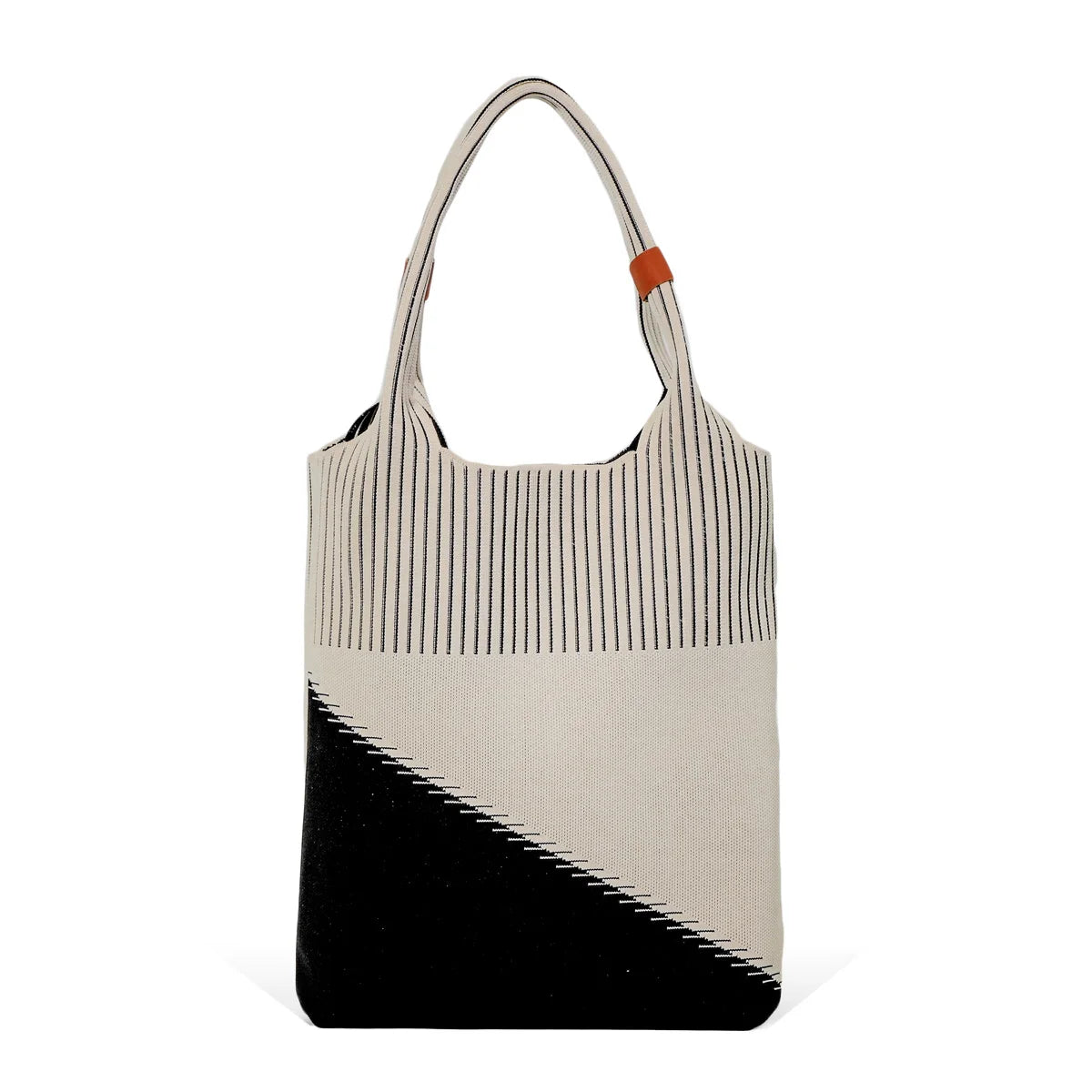 Women's Lightweight Patchwork Woven Handbag Large-Capacity New Fashion Foldable Tote Backpack Two for Travel Cosmetics Open