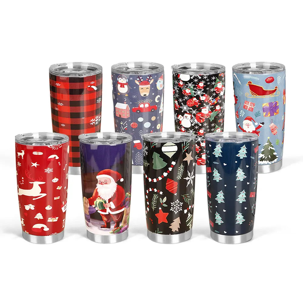 Professional Customize 20oz Tumblers Christmas Theme Stainless Steel Vacuum Insulated Car Cup Drinking Coffee Tea
