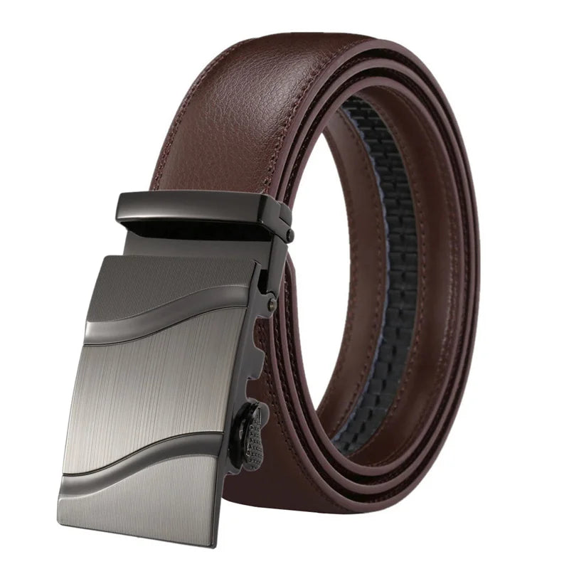 LQbelt Classic Men's Automatic Buckle Belts Genuine Leather Belt for Men Custom logo OEM Factory Ratchet Belt