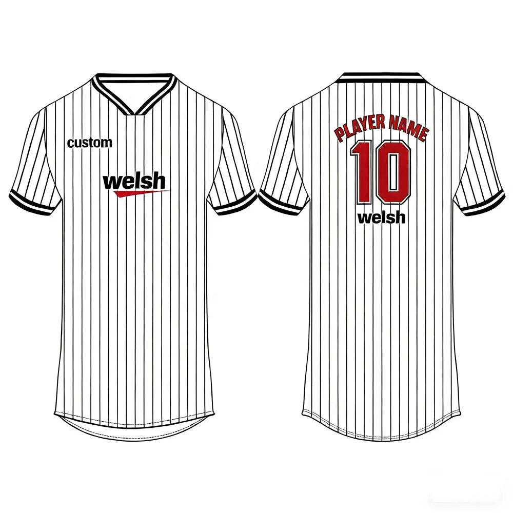 Plus Size Softball Shirt Embroidery Custom Team Logo Sublimation Breathable 100% Polyester Baseball V-Neck Striped Shirts