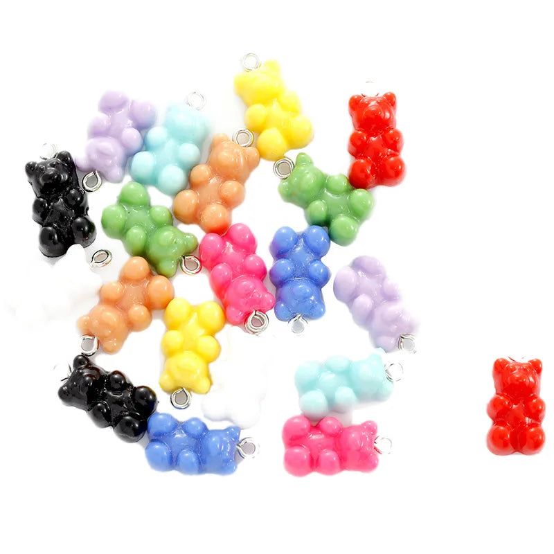 10 Colors Little Bear Solid Color Resin Earring Charms Diy Findings Keychain Necklace Bracelets Pendant for Jewelry Making