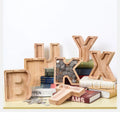 Wood Wooden Piggy Banks 26 English Alphabet Letter Acrylic Transparent Wooden Money Saving Box for Kids