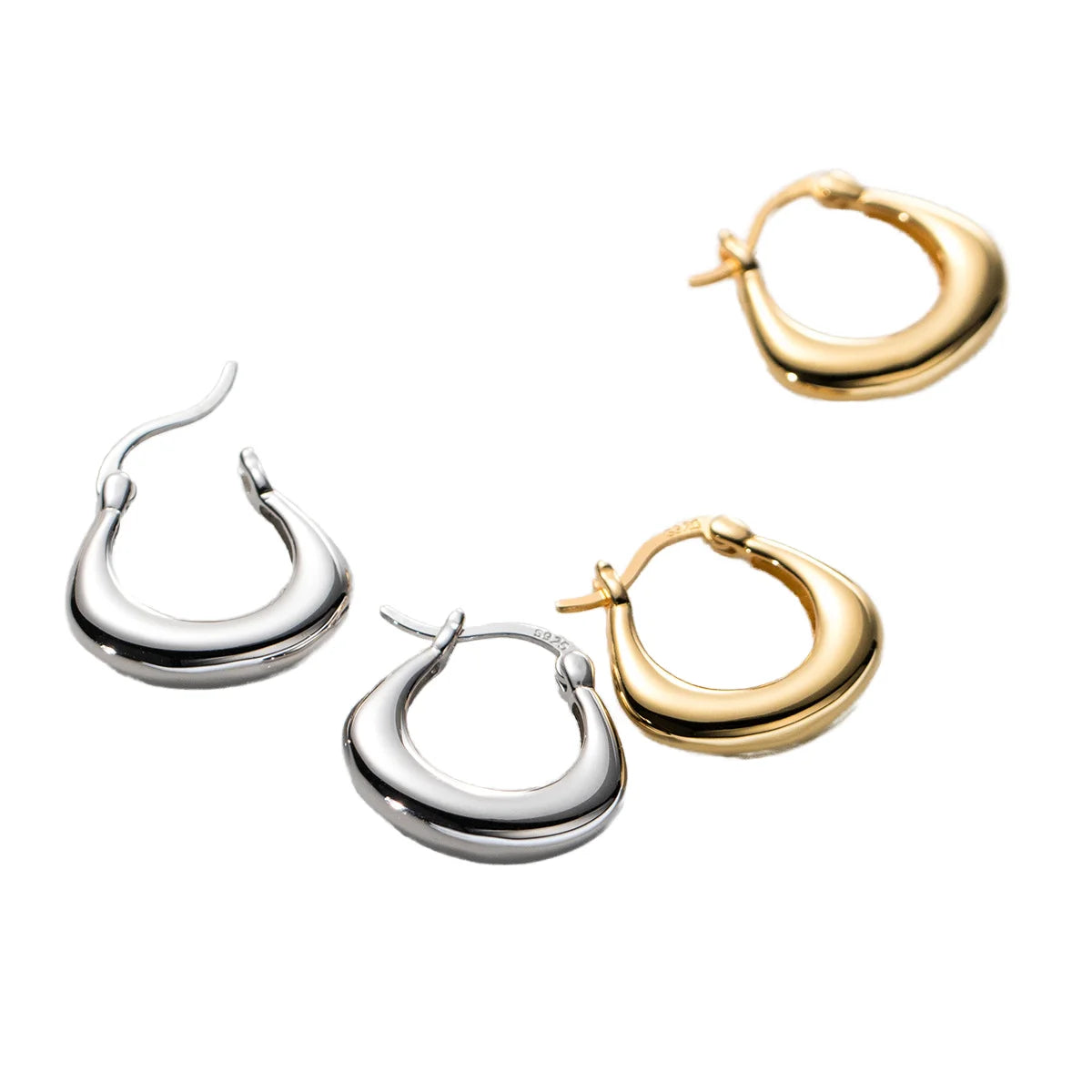 Daidan Earrings Silver 925 Sterling Women Trending Fashion Hoop U-Shape 18K Gold Plated Huggie Earring