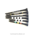 Black Wooden Bamboo Golf Tees with Custom Logo Print Factory Price Assorted Sizes Bulk Packing