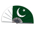 New Product Customized National Country Flag Pakistan Folding Bamboo Hand Held Fan