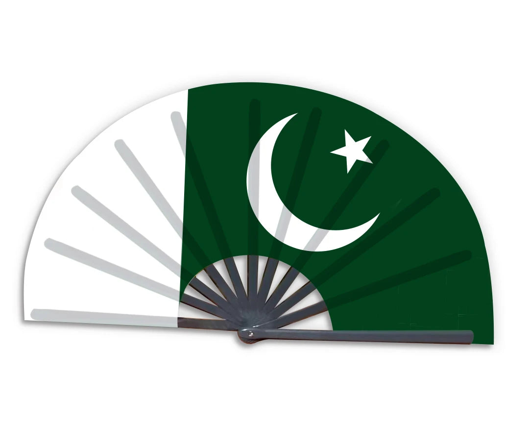 New Product Customized National Country Flag Pakistan Folding Bamboo Hand Held Fan