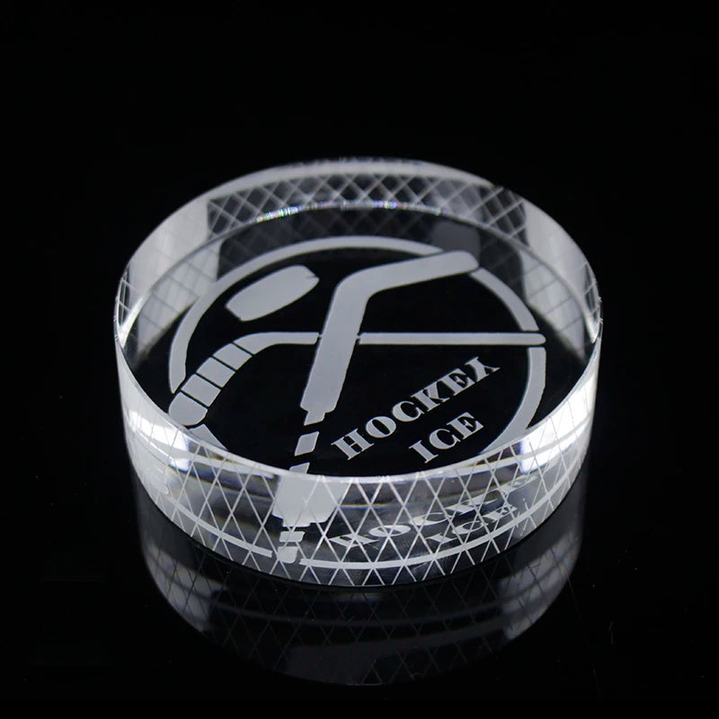 Custom K9 Crystal Round Paper Weight Glass Paperweight Engraved Logo for Ice Hockey Sport Competition Souvenirs