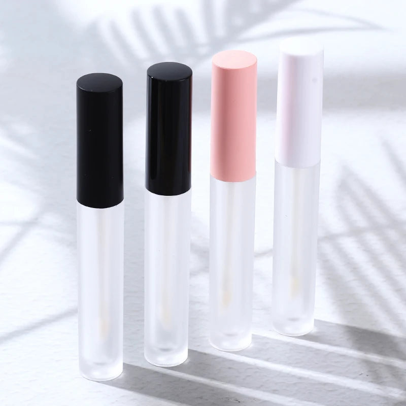 CY529 in Stock Liquid Lipstick Tube Container 3.5ml Empty Matte Black Lip Gloss Tube with Brush with Frosted Bottle