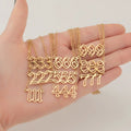 Angel Lucky Number Necklace for Women111 222 333 444 555 666 777 888 999 Hollow Silver Gold Stainless Steel Number Necklace