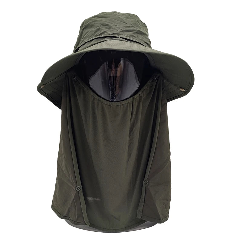 Sewingman B0153 UPF 50+ Nylon Sun Protection Custom Bucket Hats With Face and Neck Cover