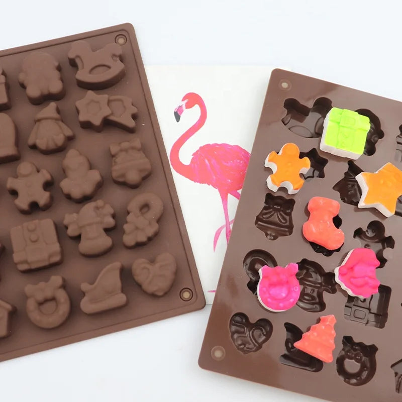 1153 Stock Goods 25 Cavity Christmas Decoration Gift Box Shape Silicone Chocolate Mold Ice Tray Resin Reused Mold
