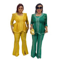 Promotion Pant Set for Women Mesh Gauze Nigerian Dresses Women Elegant African With a slip Dress African Outfit