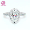 Free Shipping Fine Jewelry 7x11 mm 3ct Pear Shape Moissanite Diamond Ring 14K Solid White Gold Engagement Ring MegaBDM