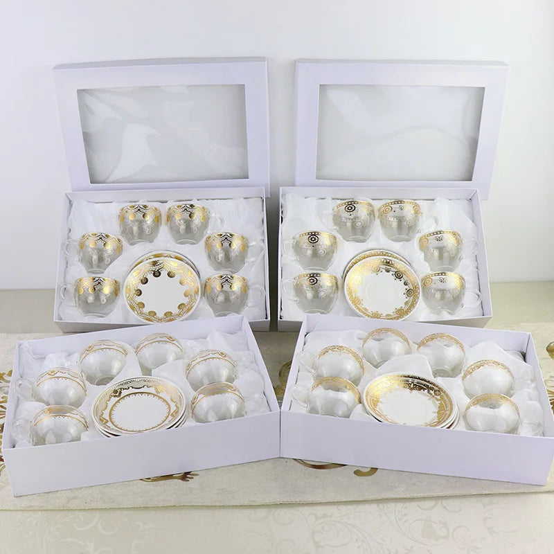 Wholesale 6-Piece Eco-Friendly Cups and Saucer Set with Ceramic Porcelain Saucers Gift Box for Giveaways