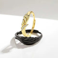 Romantic Silver Plated Vintage Couple Ring for Wedding Jewelry Valentine's Day Gift Angel Devil Wing Open Adjustable Ring