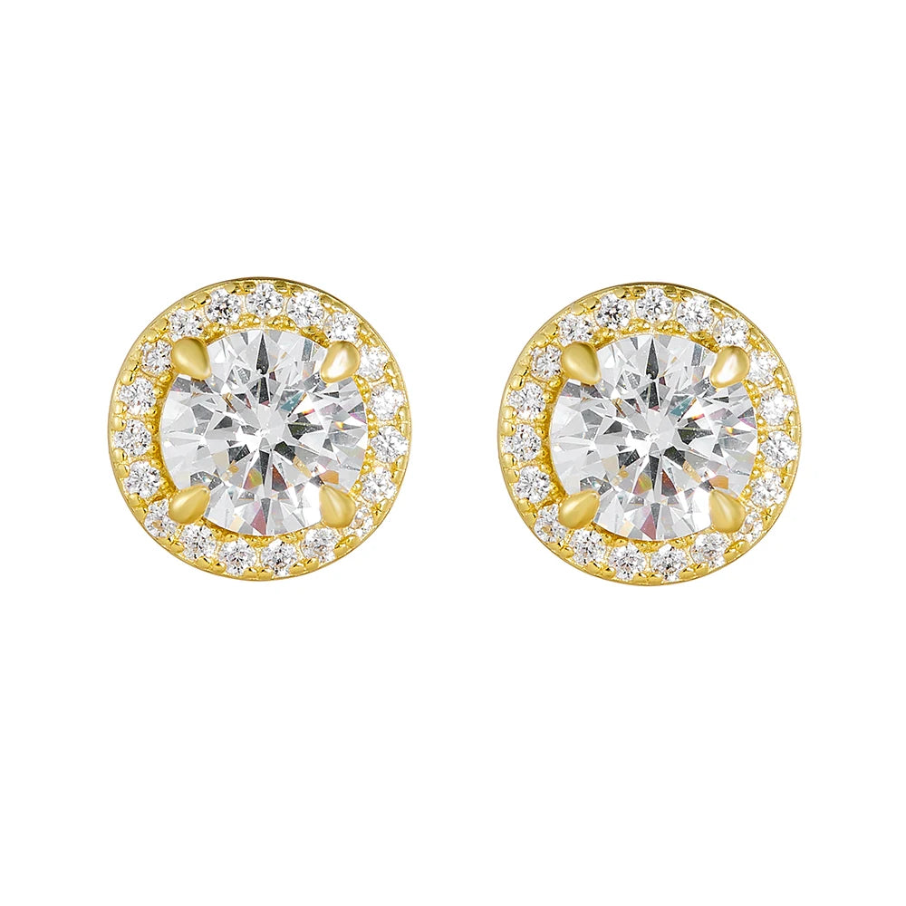 Fashion Unisex S925 Full Fine Stud Earrings and American Hip Hop Silver European Luxury Vintage 925 Silver 5mm Cubic Zircon