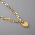 Minimalist Gold Plated  IP Plating Stainless Steel Paperclip Link Chain Lock Necklace