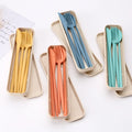 Portable Eco-Friendly Plastic Tableware Set Includes Knife Fork Spoon Chopsticks for Students Outdoor Travel