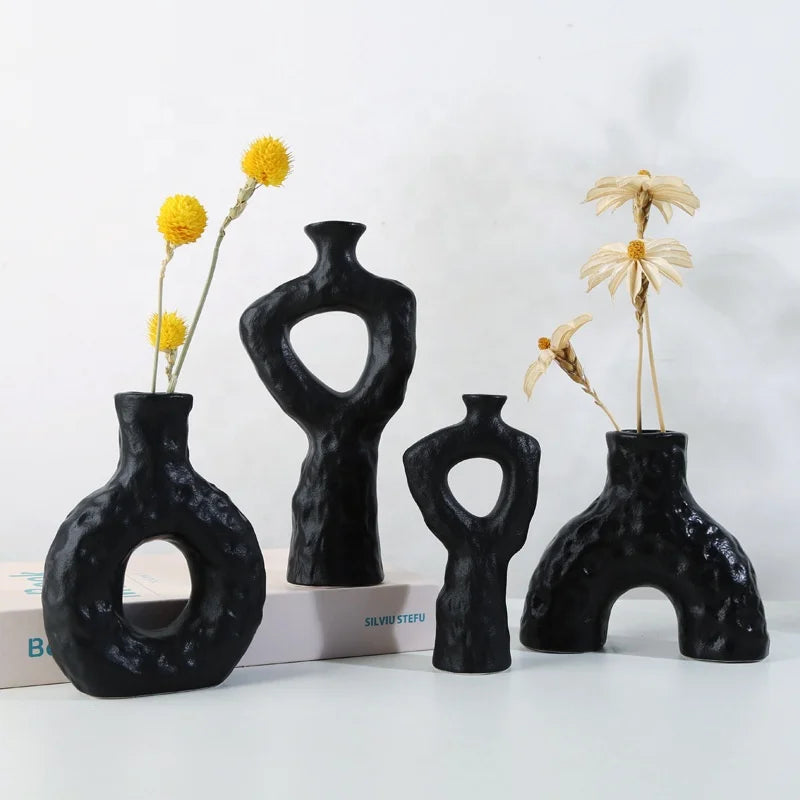 Creative Abstract Porcelain Vase Eco-Friendly Nordic Minimal Design Garden Living Room Bedroom Desktop Decoration Cafe Office