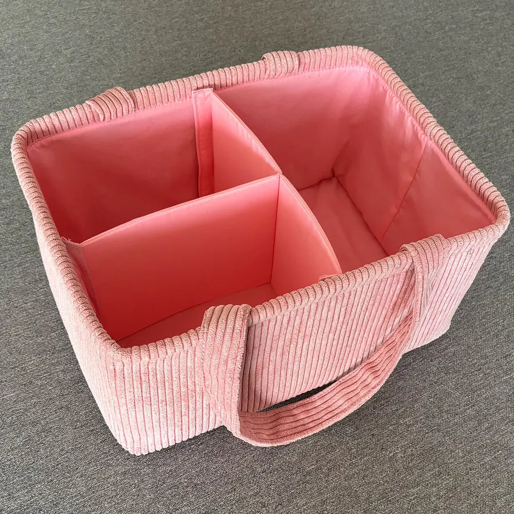 Baby Shower Must Haves Essential Corduroy Tote Bag Baby Diaper Organizer & Nursery Storage Diaper Caddy with Custom Color & Size