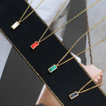 Wholesale Woman Cz Jewelry Stainless Steel Gold Plated Square Diamonds Zircon Necklace