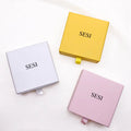 SESI Custom Small Yellow Pink Paper Cardboard Ring Drawer Packaging Jewelry Box and Bag With Logo Printed