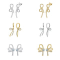Wholesale High-quality Jewelry Exquisite Bow Earrings 925 Sterling Silver Heart Zircon 14 K Gold Plated Stud Earrings for Women