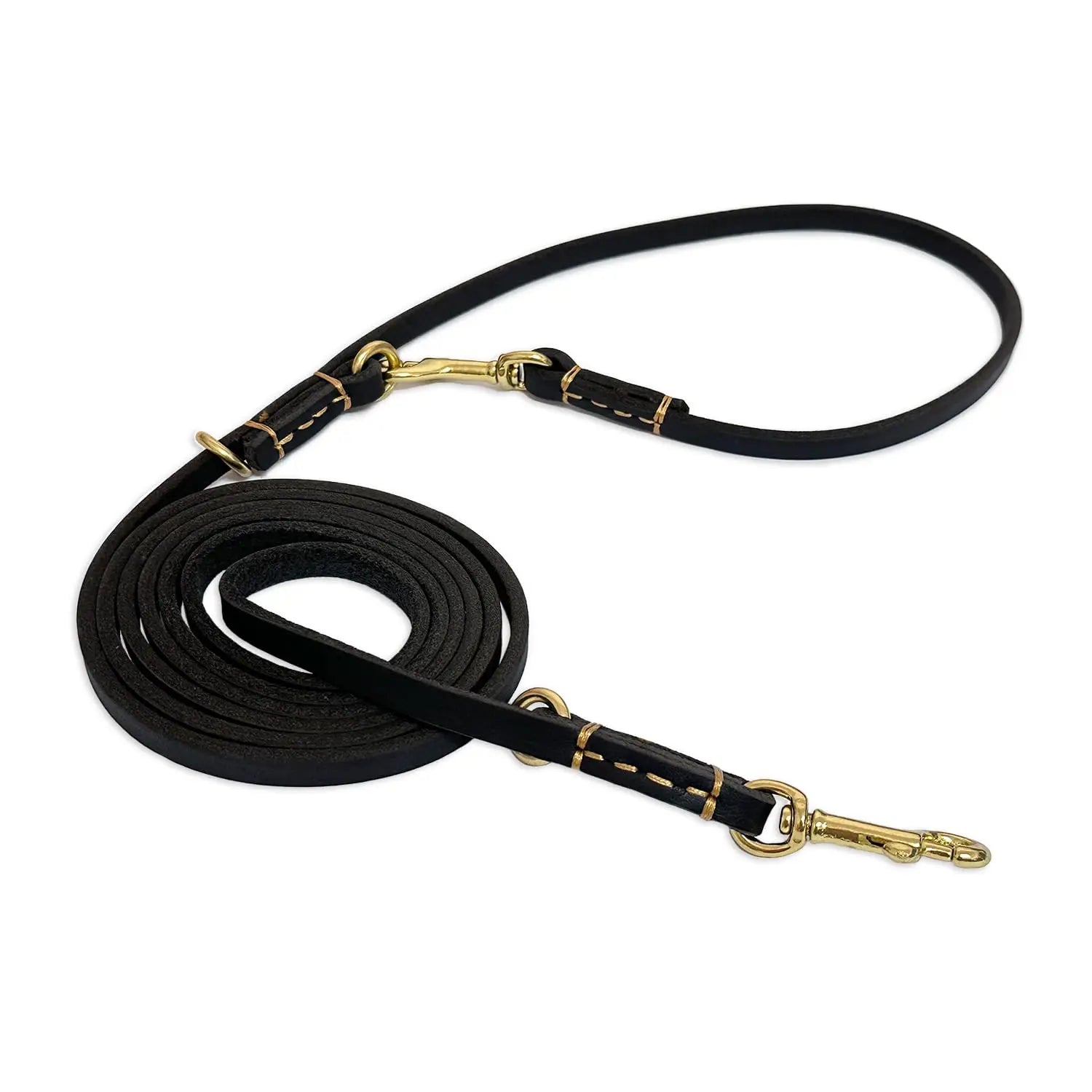 8ft Luxury Multi-Function Genuine Leather Dog Leash Hands-Free Training Tool for Small Medium Large Dogs