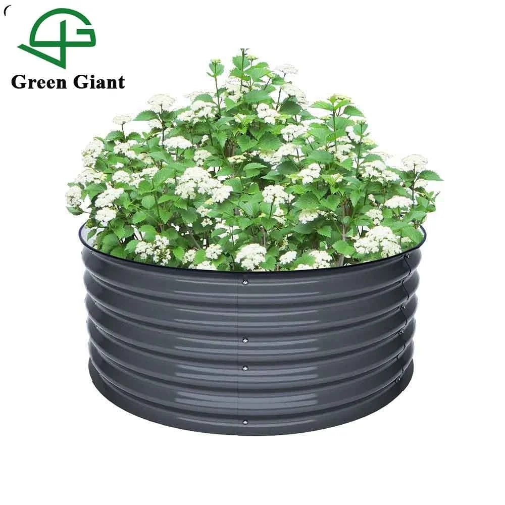Raised Bed Garden Box 17'' Tall Round Modular Corrugated Metal Raised Garden Bed