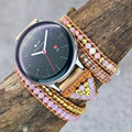 Handmade 5-Layer Woven Watch Strap 20 22mm Natural Pink Crystal Removable Rose Quartz Watchband