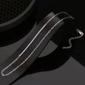 RINNTIN SC63 Silver S925 White Round 5A Cubic Zircon Double Design Tennis Chain Paper Clip Chain Necklace