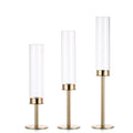 Tall Gold Candlestick Holder With Glass Candle Cover Metal Taper Candle Stand for Wedding Table Decor