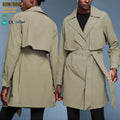 High Quality Windbreaker Waterproof Winter Women Slim Belted Mid-length Over the Knee Softshell Coat Girls Outdoor Jackets
