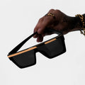 FW 30020 Fashion Gold Flat Top Retro Rectangle Sun Glasses Women Men Oversized Square One Piece Mirror Sunglasses Custom Logo