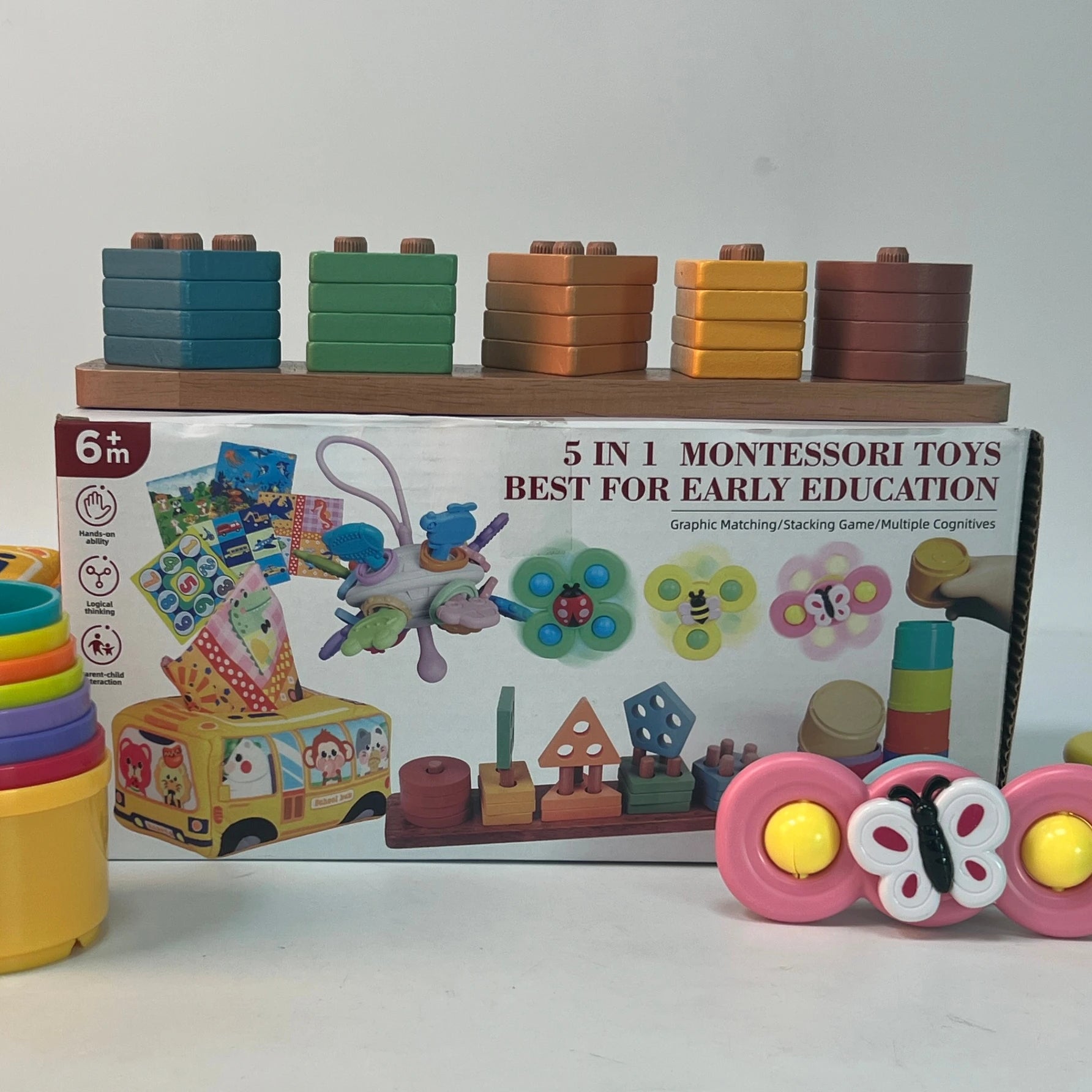 Montessori Baby Toys 1+ Year Old Sorting Stacking Learning 6-12 Months Rubber Building Blocks Xylophone Musical