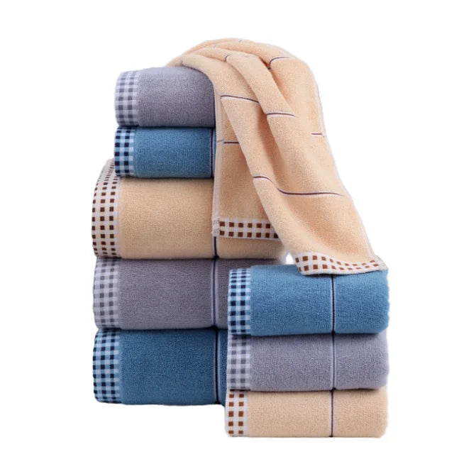 ChenJu Child-Proof Adult Minimalist Style Simple Solid Color Bath Towels Stripes Pattern Cotton Satin File Travel Hotel Bath